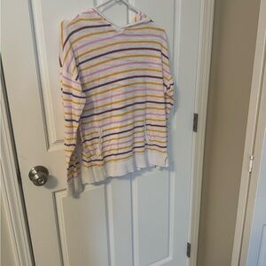 Market & Spruce Striped Hoodie - White, Pink, Yellow, Brown